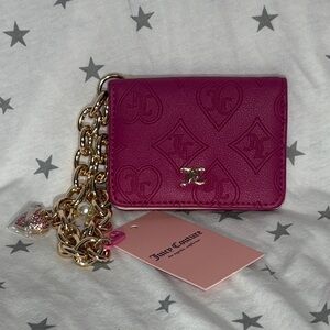 Juicy Couture Raspberry Tart Card Holder with Gold Chain